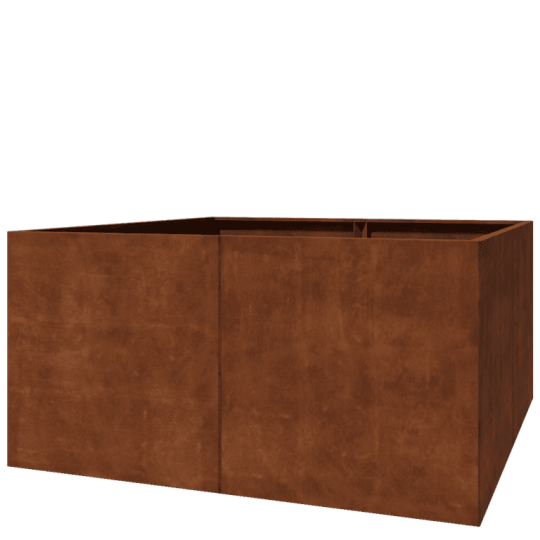 Cortenstaal plantenbak XXL - Vierkant - 200 x 200 x 100 cm - Zonder bodemplaat