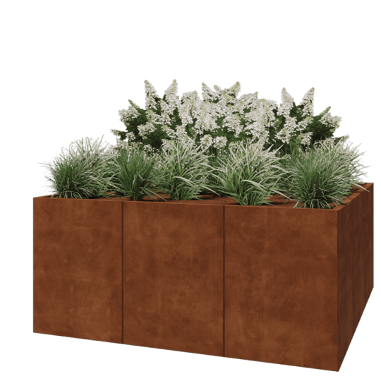 Cortenstaal plantenbak XXL - Vierkant - 180 x 180 x 80 cm - Zonder bodemplaat