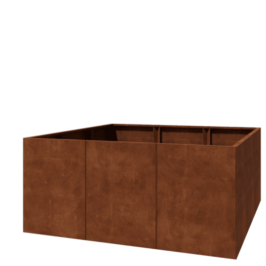 Cortenstaal plantenbak XXL - Vierkant - 180 x 180 x 80 cm - Zonder bodemplaat