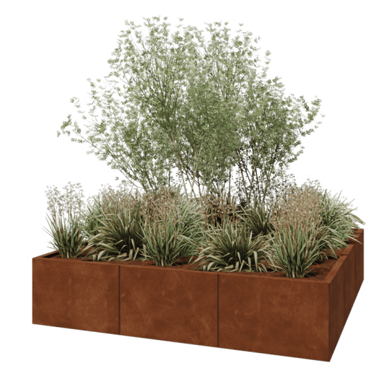 Cortenstaal plantenbak XXL - Vierkant - 180 x 180 x 40 cm - Zonder bodemplaat