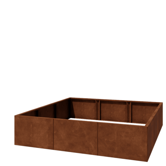 Cortenstaal plantenbak XXL - Vierkant - 180 x 180 x 40 cm - Zonder bodemplaat