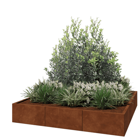 Cortenstaal plantenbak XXL - Vierkant - 180 x 180 x 30 cm - Zonder bodemplaat