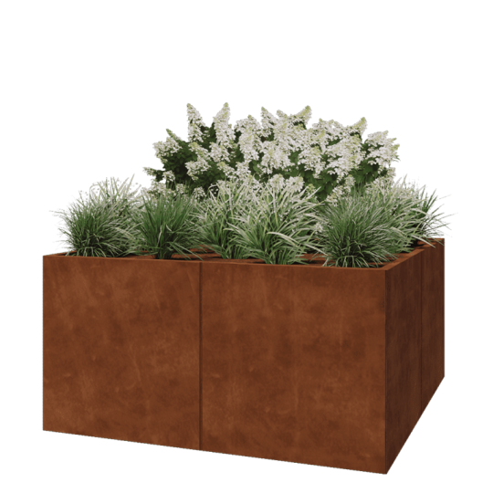 Cortenstaal plantenbak XXL - Vierkant - 160 x 160 x 80 cm - Zonder bodemplaat