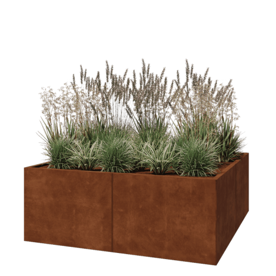 Cortenstaal plantenbak XXL - Vierkant - 160 x 160 x 60 cm - Zonder bodemplaat