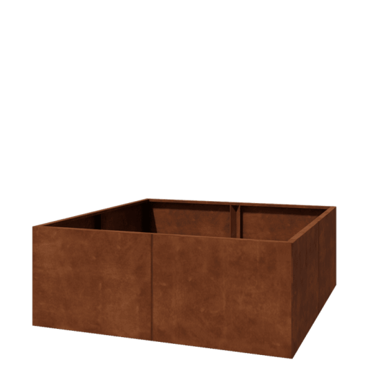 Cortenstaal plantenbak XXL - Vierkant - 160 x 160 x 60 cm - Zonder bodemplaat