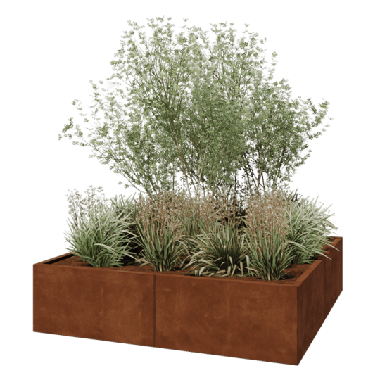 Cortenstaal plantenbak XXL - Vierkant - 160 x 160 x 40 cm - Zonder bodemplaat