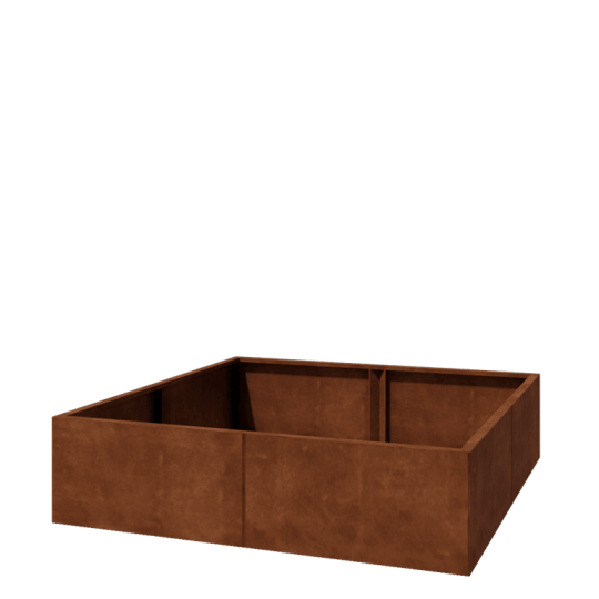 Cortenstaal plantenbak XXL - Vierkant - 160 x 160 x 40 cm - Zonder bodemplaat