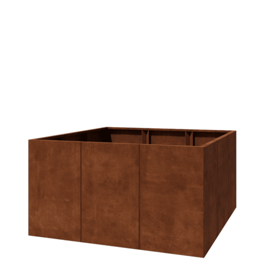 Cortenstaal plantenbak XXL - Vierkant - 150 x 150 x 80 cm - Zonder bodemplaat