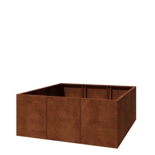 Cortenstaal plantenbak XXL - Vierkant - 150 x 150 x 60 cm - Zonder bodemplaat