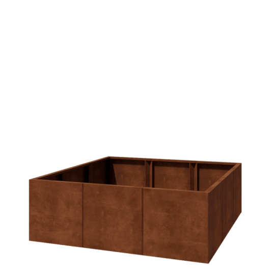 Cortenstaal plantenbak XXL - Vierkant - 150 x 150 x 50 cm - Zonder bodemplaat