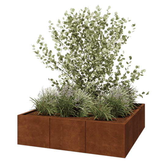 Cortenstaal plantenbak XXL - Vierkant - 150 x 150 x 40 cm - Zonder bodemplaat