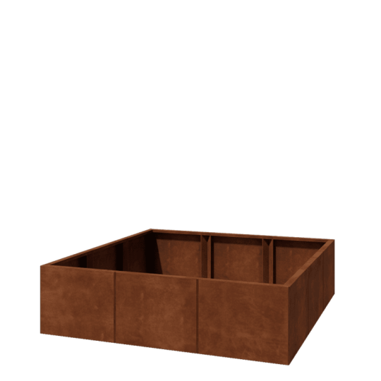 Cortenstaal plantenbak XXL - Vierkant - 150 x 150 x 40 cm - Zonder bodemplaat