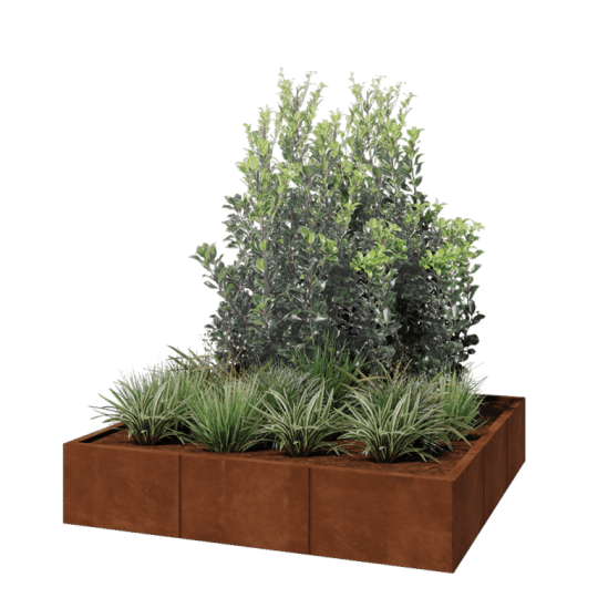 Cortenstaal plantenbak XXL - Vierkant - 150 x 150 x 30 cm - Zonder bodemplaat