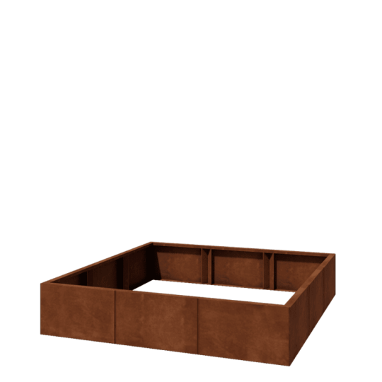 Cortenstaal plantenbak XXL - Vierkant - 150 x 150 x 30 cm - Zonder bodemplaat