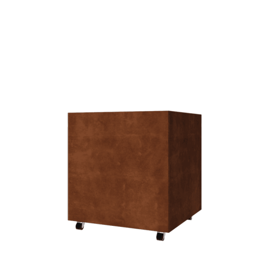 Cortenstaal plantenbak - Vierkant - 80 x 80 x 80 cm - Met bodemplaat - Met wielen