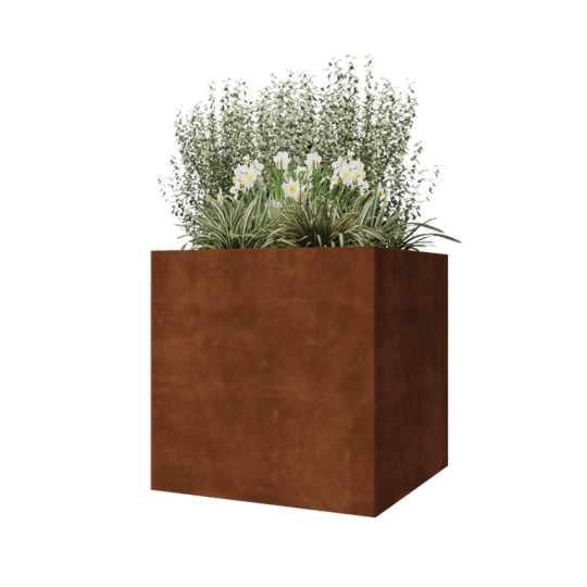 Cortenstaal plantenbak - Vierkant - 80 x 80 x 80 cm - Met bodemplaat