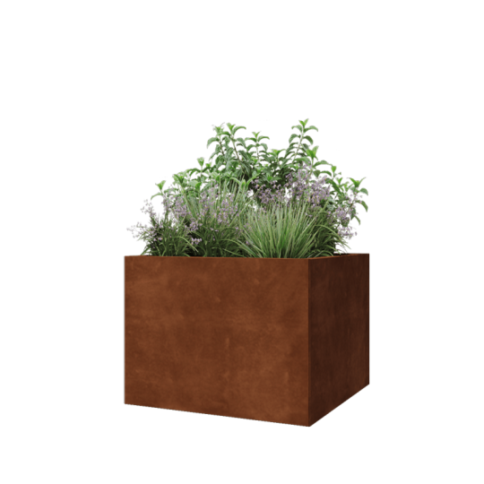 Cortenstaal plantenbak - Vierkant - 80 x 80 x 60 cm - Met bodemplaat