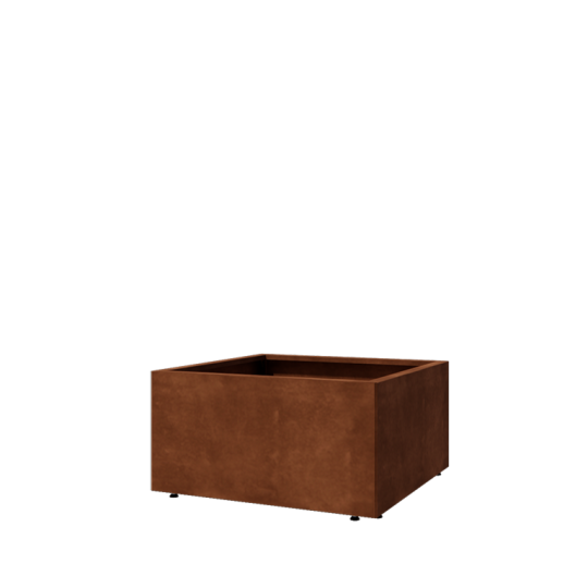 Cortenstaal plantenbak - Vierkant - 80 x 80 x 40 cm - Met bodemplaat - Met poten