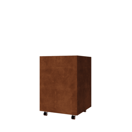 Cortenstaal plantenbak - Vierkant - 60 x 60 x 80 cm - Met bodemplaat - Met wielen