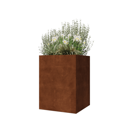 Cortenstaal plantenbak - Vierkant - 60 x 60 x 80 cm - Met bodemplaat