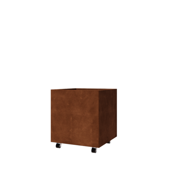 Cortenstaal plantenbak - Vierkant - 60 x 60 x 60 cm - Met bodemplaat - Met wielen