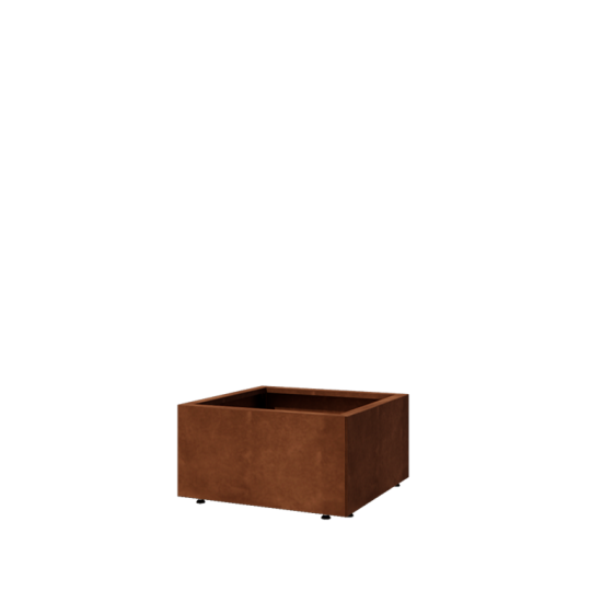 Cortenstaal plantenbak - Vierkant - 60 x 60 x 30 cm - Met bodemplaat - Met poten