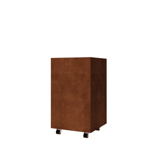 Cortenstaal plantenbak - Vierkant - 50 x 50 x 80 cm - Met bodemplaat - Met wielen