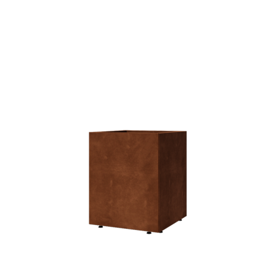 Cortenstaal plantenbak - Vierkant - 50 x 50 x 60 cm - Met bodemplaat - Met poten