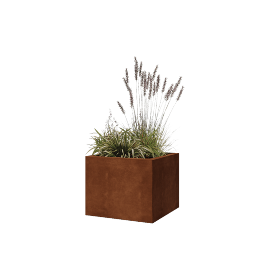 Cortenstaal plantenbak - Vierkant - 50 x 50 x 40 cm - Met bodemplaat