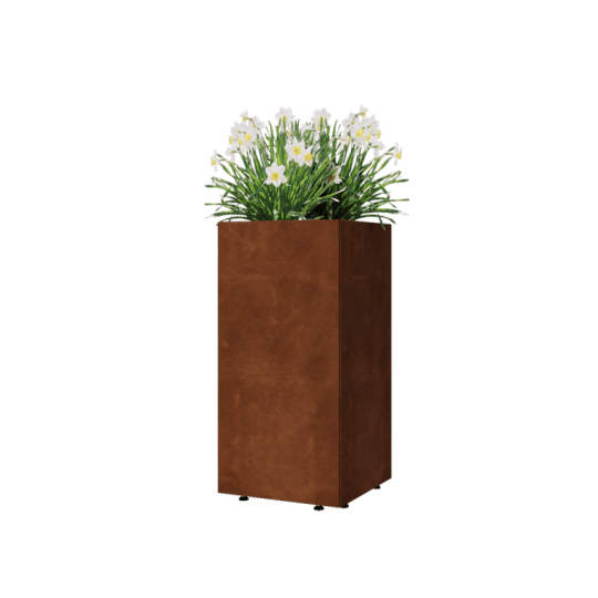 Cortenstaal plantenbak - Vierkant - 40 x 40 x 80 cm - Met bodemplaat - Met poten