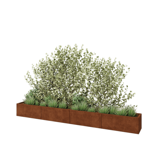 Cortenstaal plantenbak XXL - Rechthoek - 400 x 40 x 40 cm - Met bodemplaat