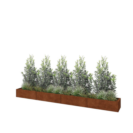 Cortenstaal plantenbak XXL - Rechthoek - 400 x 40 x 30 cm - Zonder bodemplaat