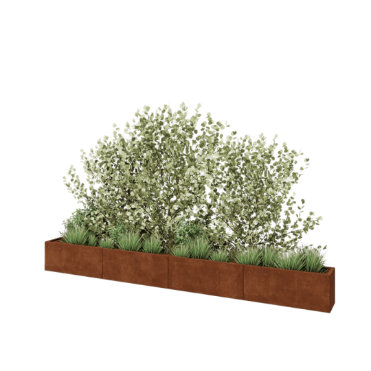 Cortenstaal plantenbak XXL - Rechthoek - 400 x 30 x 40 cm - Met bodemplaat