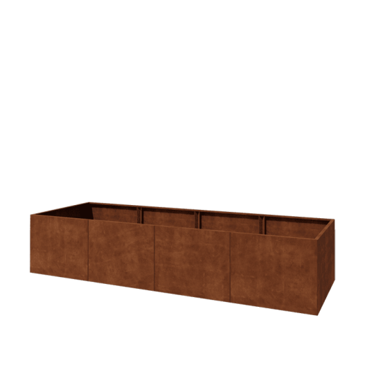 Cortenstaal plantenbak XXL - Rechthoek - 400 x 120 x 80 cm - Met bodemplaat