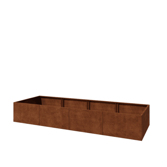 Cortenstaal plantenbak XXL - Rechthoek - 400 x 120 x 60 cm - Met bodemplaat