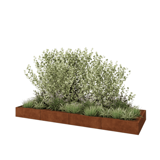 Cortenstaal plantenbak XXL - Rechthoek - 400 x 120 x 30 cm - Zonder bodemplaat