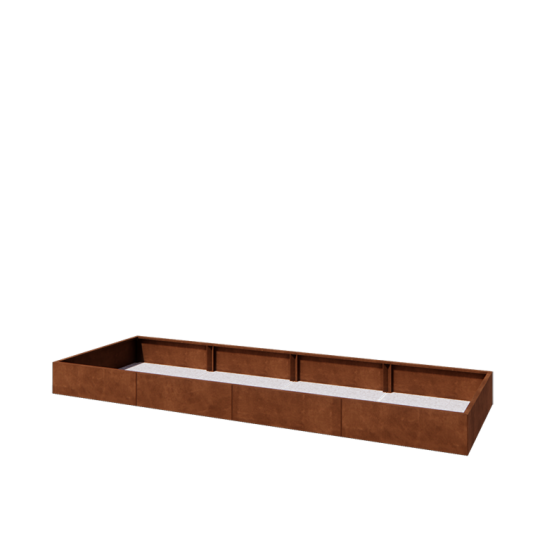 Cortenstaal plantenbak XXL - Rechthoek - 400 x 120 x 30 cm - Met bodemplaat