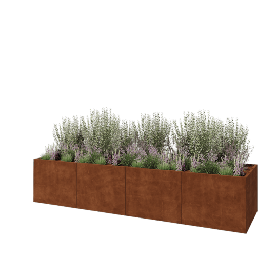 Cortenstaal plantenbak XXL - Rechthoek - 400 x 100 x 80 cm - Zonder bodemplaat