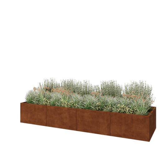 Cortenstaal plantenbak XXL - Rechthoek - 400 x 100 x 60 cm - Zonder bodemplaat
