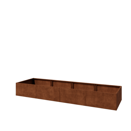 Cortenstaal plantenbak XXL - Rechthoek - 400 x 100 x 50 cm - Met bodemplaat