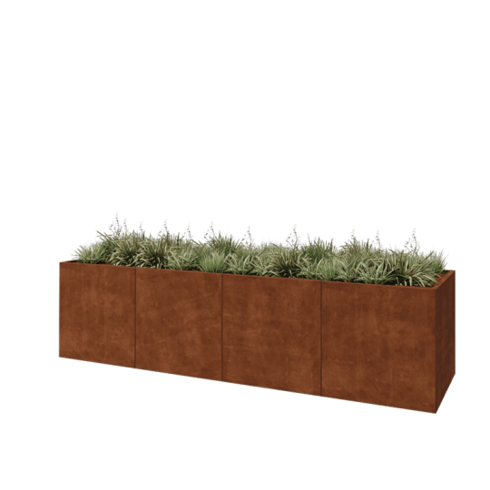 Cortenstaal plantenbak XXL - Rechthoek - 400 x 100 x 100 cm - Zonder bodemplaat