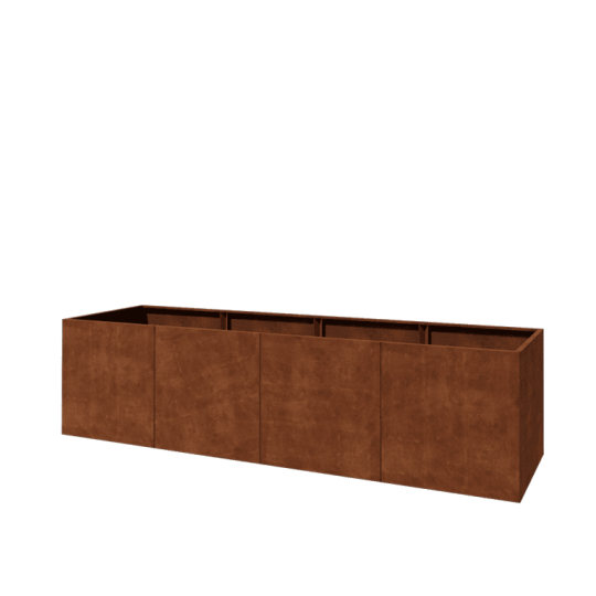 Cortenstaal plantenbak XXL - Rechthoek - 400 x 100 x 100 cm - Met bodemplaat