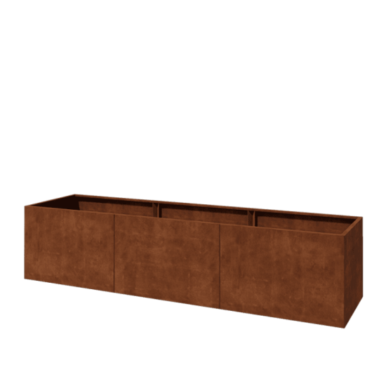 Cortenstaal plantenbak XXL - Rechthoek - 360 x 80 x 80 cm - Met bodemplaat
