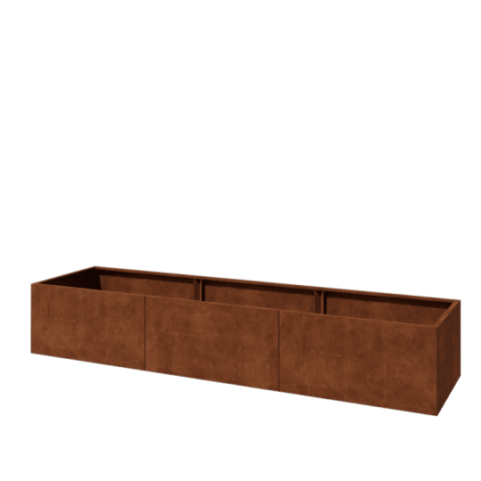 Cortenstaal plantenbak XXL - Rechthoek - 360 x 80 x 60 cm - Met bodemplaat