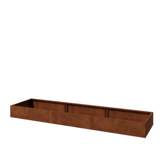 Cortenstaal plantenbak XXL - Rechthoek - 360 x 80 x 30 cm - Met bodemplaat