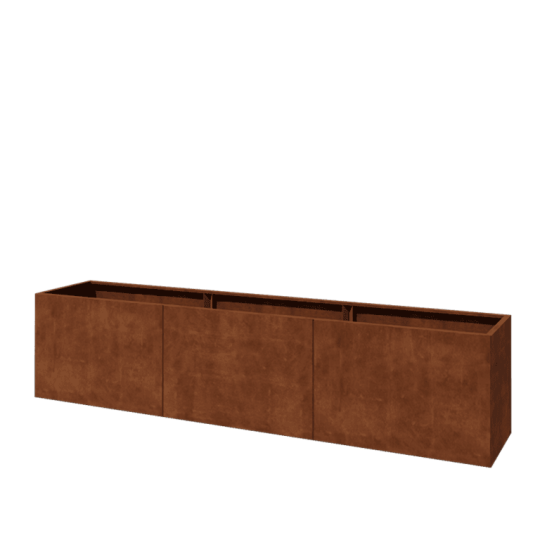 Cortenstaal plantenbak XXL - Rechthoek - 360 x 60 x 80 cm - Met bodemplaat