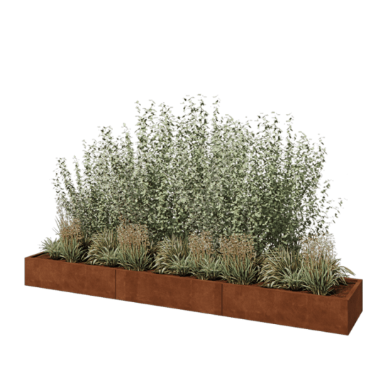 Cortenstaal plantenbak XXL - Rechthoek - 360 x 60 x 30 cm - Met bodemplaat