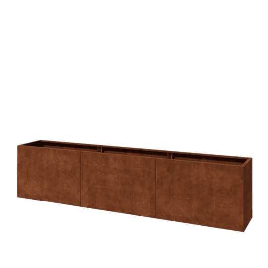 Cortenstaal plantenbak XXL - Rechthoek - 360 x 50 x 80 cm - Met bodemplaat