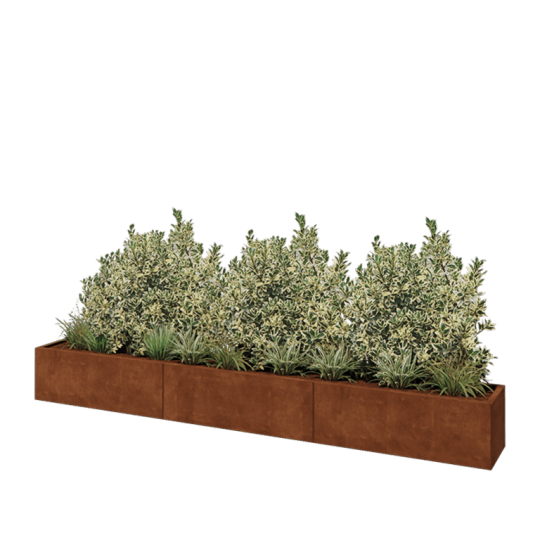 Cortenstaal plantenbak XXL - Rechthoek - 360 x 40 x 40 cm - Met bodemplaat