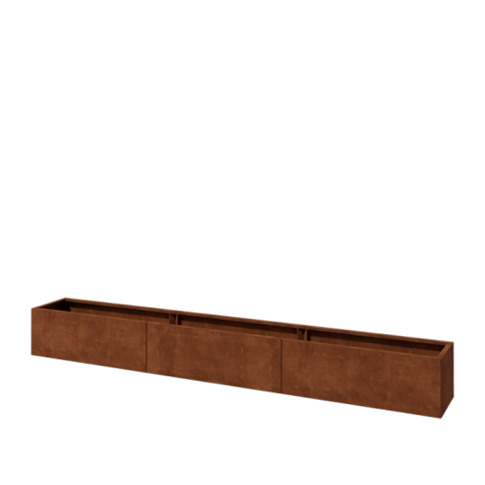 Cortenstaal plantenbak XXL - Rechthoek - 360 x 40 x 40 cm - Met bodemplaat